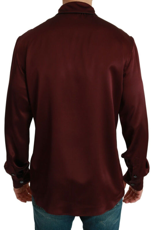 Dolce & Gabbana Bordeaux Silk Pajama Casual Shirt